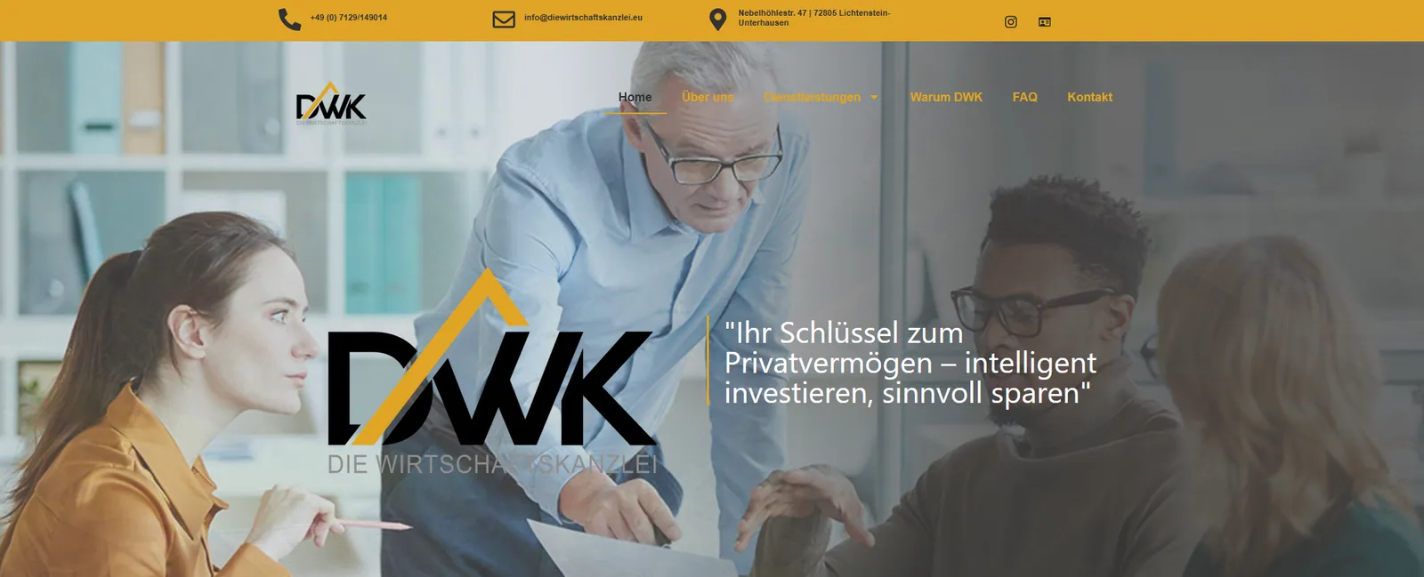 Website von DWK — Die Wirtschaftskanzlei, gestaltet von JH Media Group